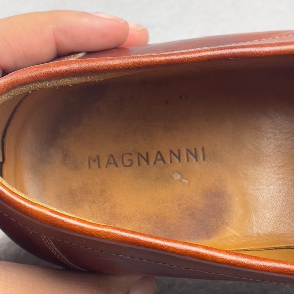 Magnanni Brown Leather Slip-On Loafers with Silver Buckle main image 8